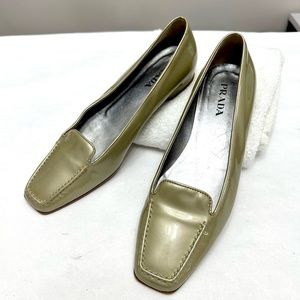 Prada Silver Patent Leather Ballet Flats 37.5